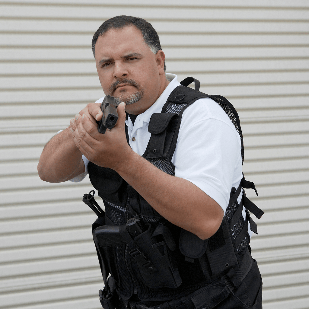 Armed Security Guard with Gun Pulled