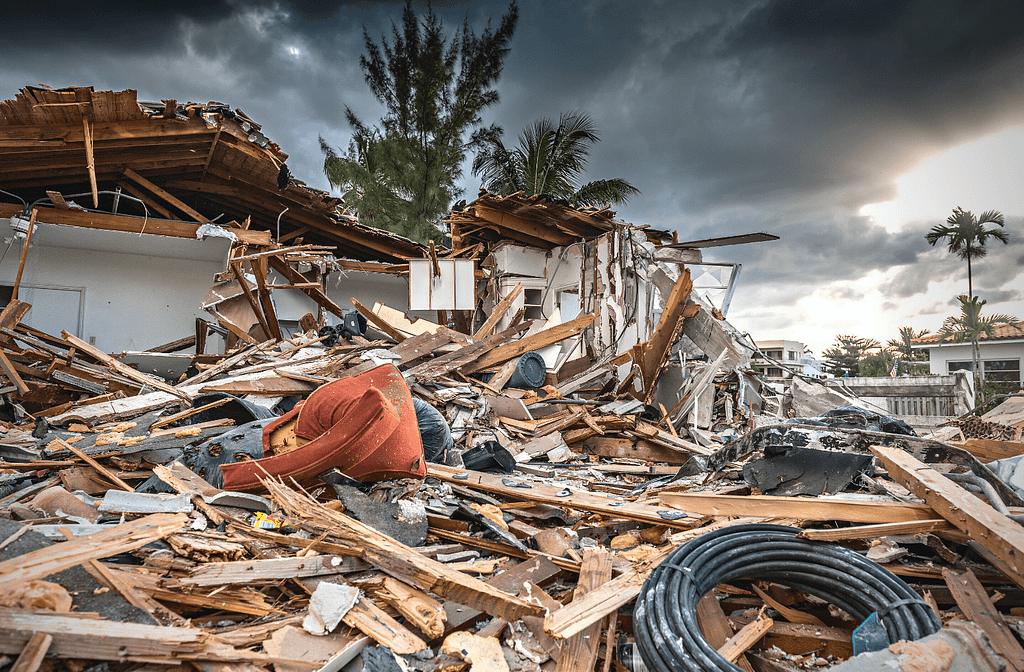 This is an image showcasing damage caused by a hurricane. This image is used in the BPS Security blog titled, “Private Security Provides Invaluable Disaster Relief”.