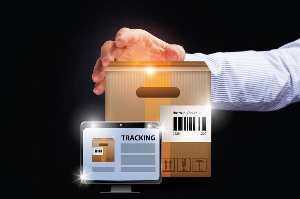 This is an artistic image that represents a package and tracking software. This image is used in the BPS Security article titled, “Shopping Online This Holiday Season? Keep Your Packages Safe!”