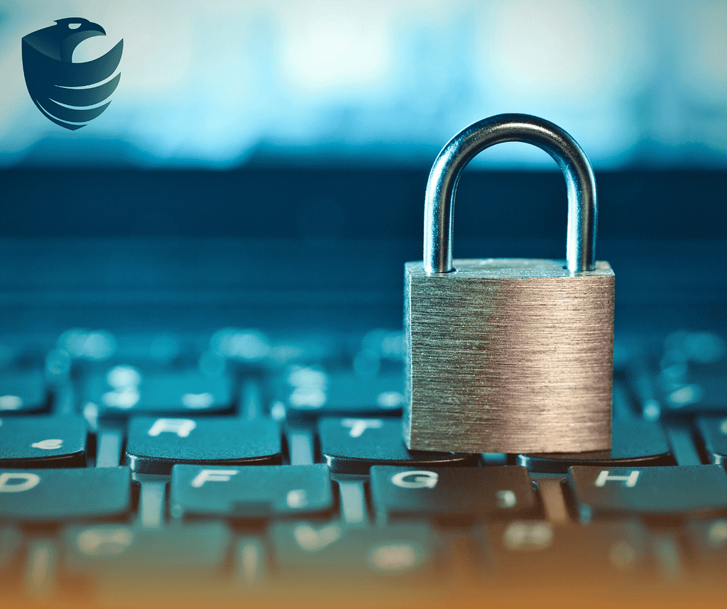 This image shows a padlock on top of a laptop keyboard. This is the supporter image used BPS Security blog titled, “Security Automation: Protecting Your Assets 24/7”
