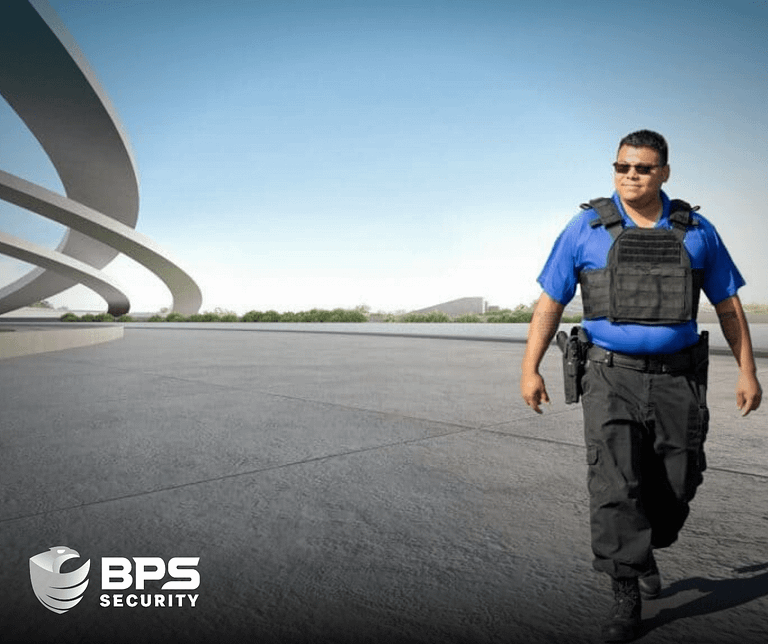 This is the header image for the BPS Security blog titled, “The Unspoken Code of Honor: Exploring the Security Guards' Creed” The image shows the title next to an array of security gear.